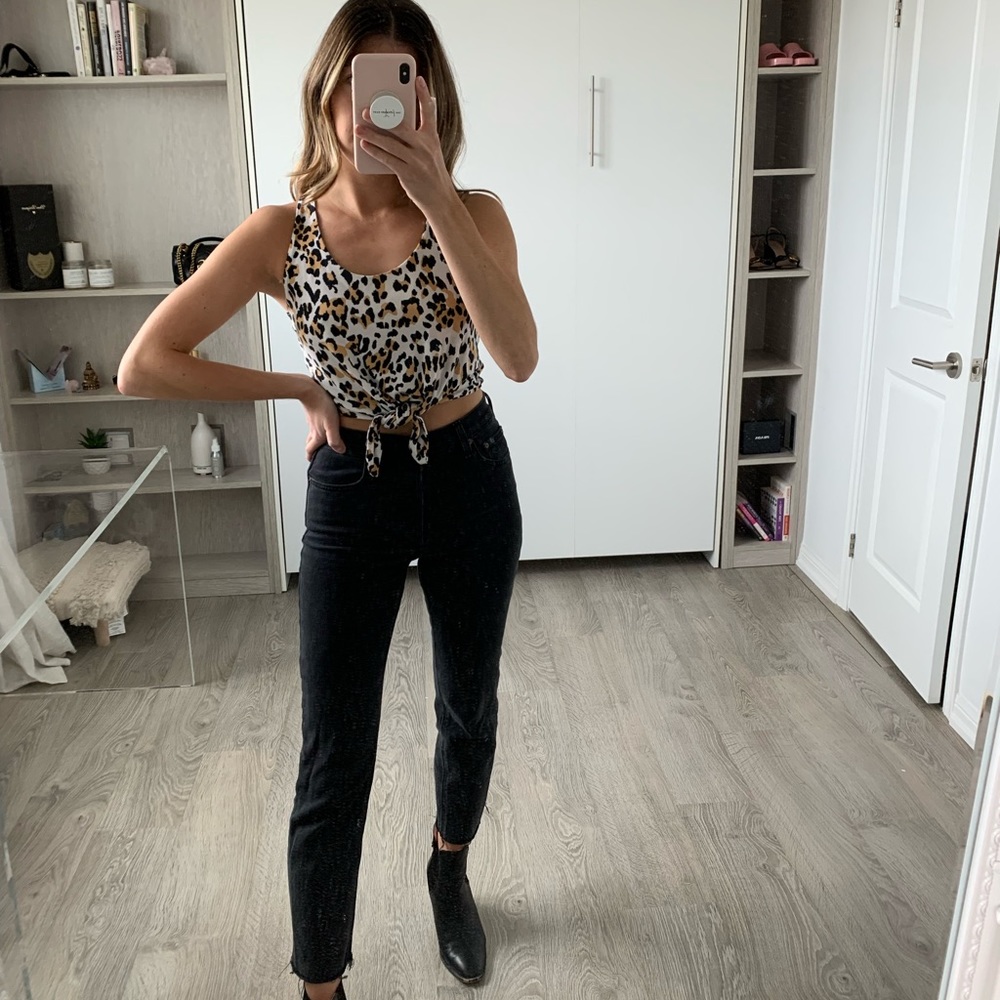 BABATON leopard print tank with tie